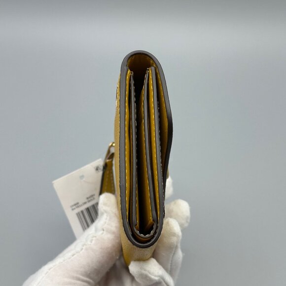 Coach CH808 Yellow Gold Wyn Small Crossgrain Leather Envelope Wallet NWT - Picture 3 of 16